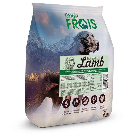 фото Сухой корм для собак frais adult dog lamb, для средних и крупных пород, ягненок, 3кг