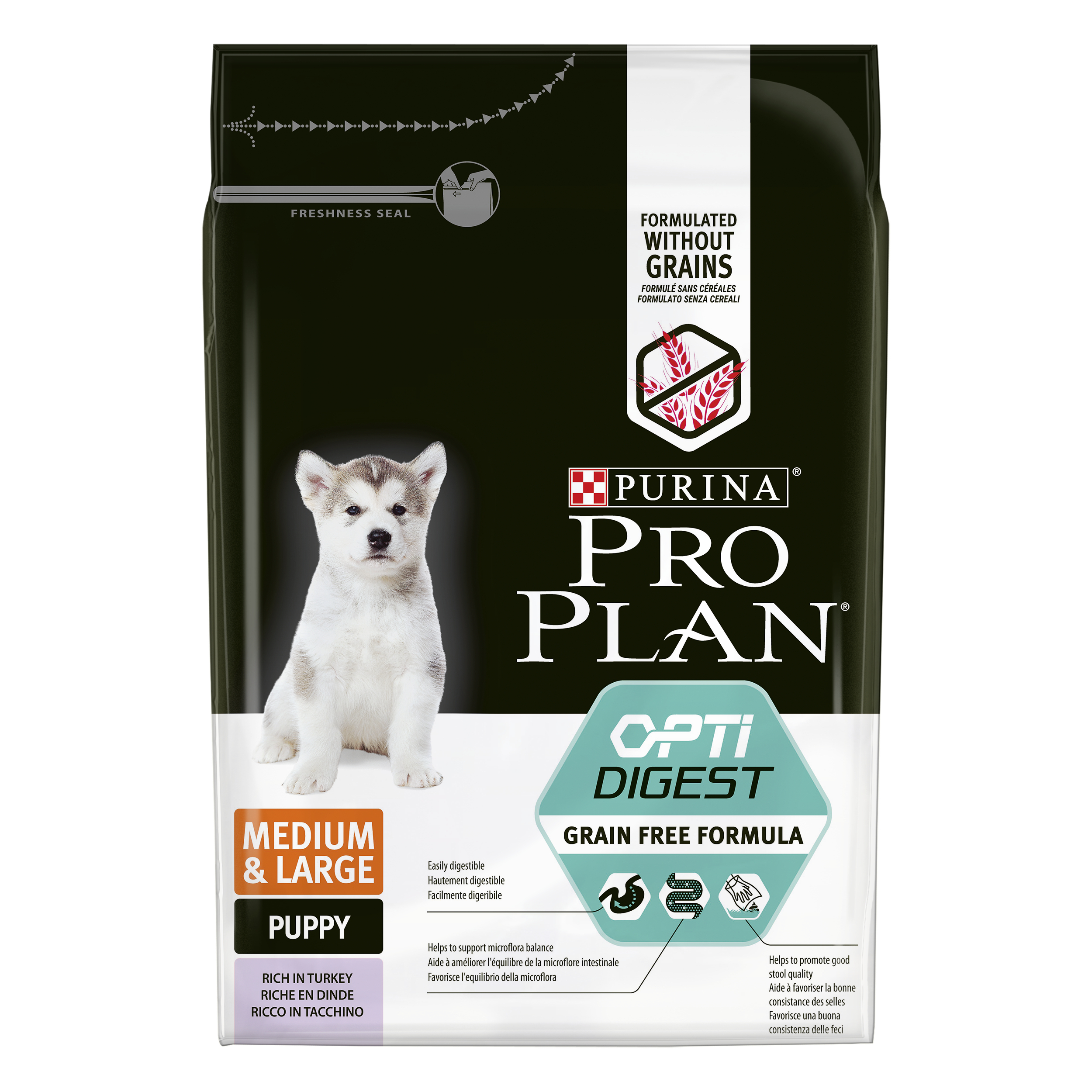 

Сухой корм для щенков PRO PLAN Grain Free, Optidigest, Medium&Large Puppy индейка, 2.5кг, Grain Free Formula Optidigest Medium&Large Puppy