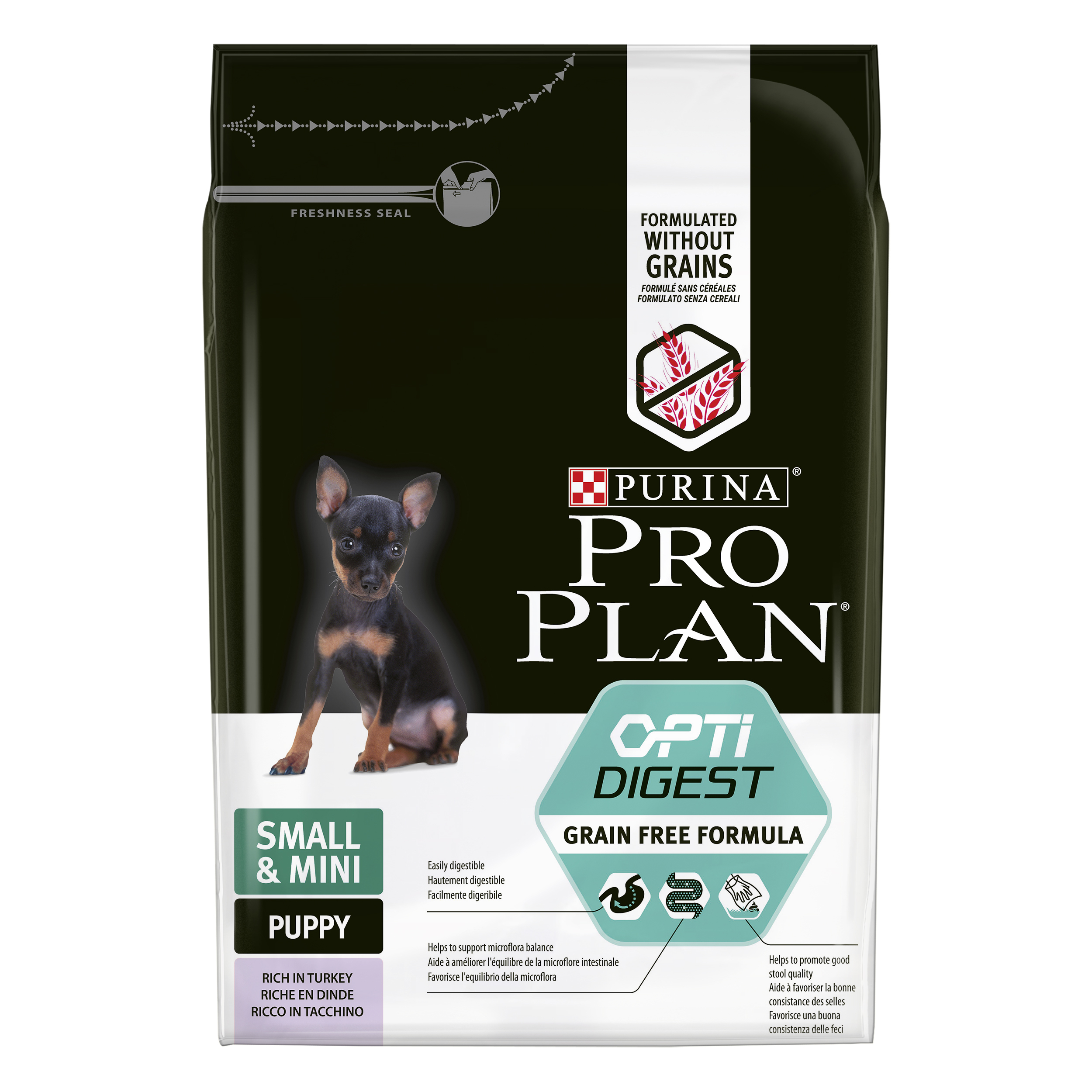 фото Сухой корм для щенков pro plan grain free, optidigest, small&mini puppy индейка, 2.5кг