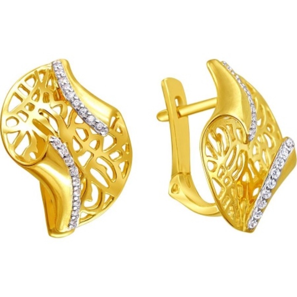 

Серьги из желтого золота Эстет 01С1310512, фианит, 01С1310512