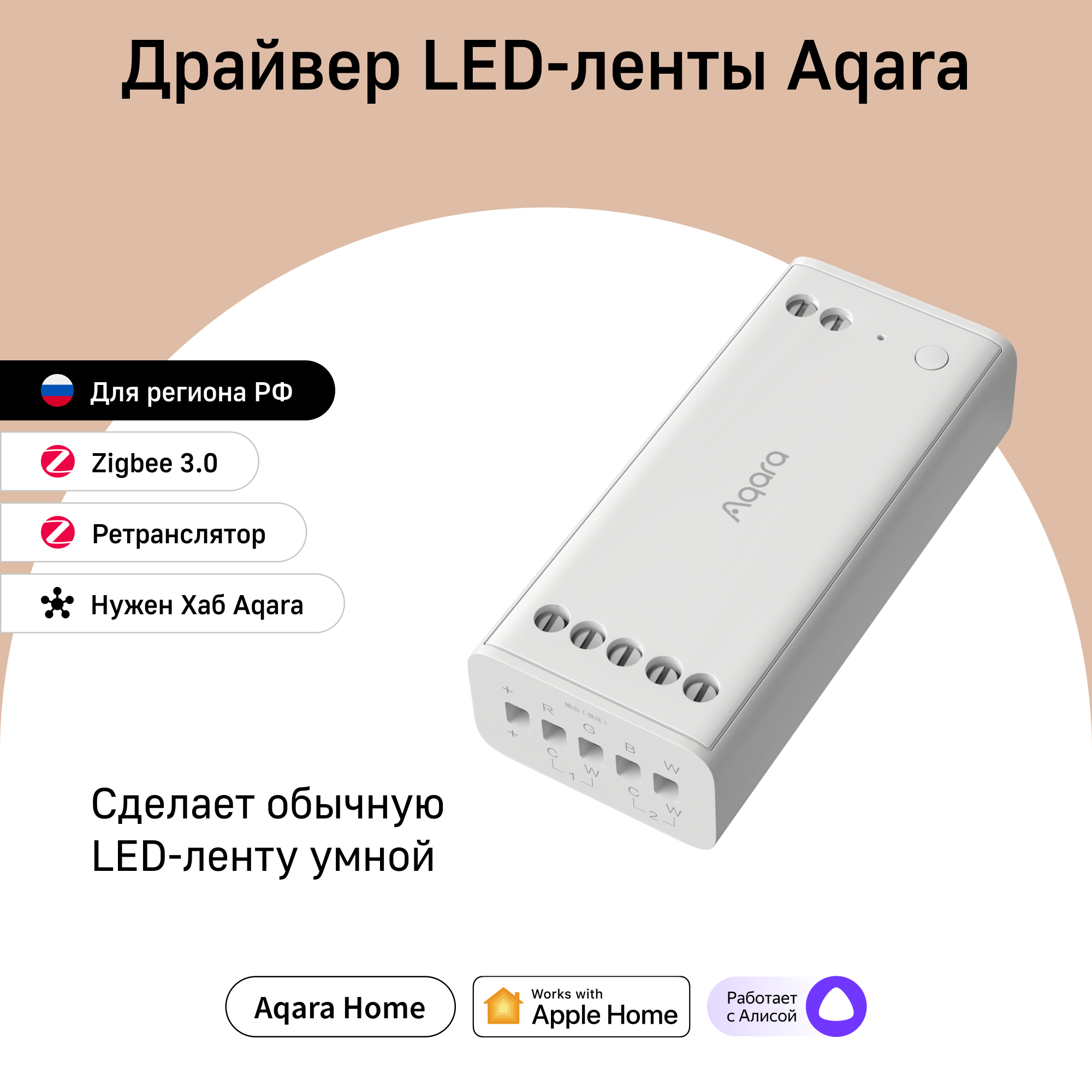 Драйвер LED-ленты Aqara LED Strip Driver, модель ZNDDMK11LM