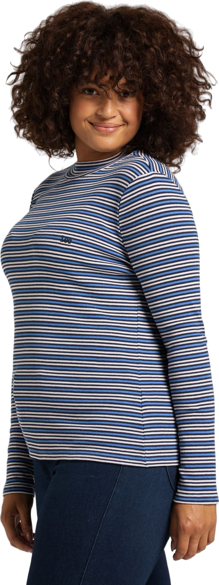 Водолазка женская Lee Women Ribbed Long Sleeve Striped Tee синяя 1XL