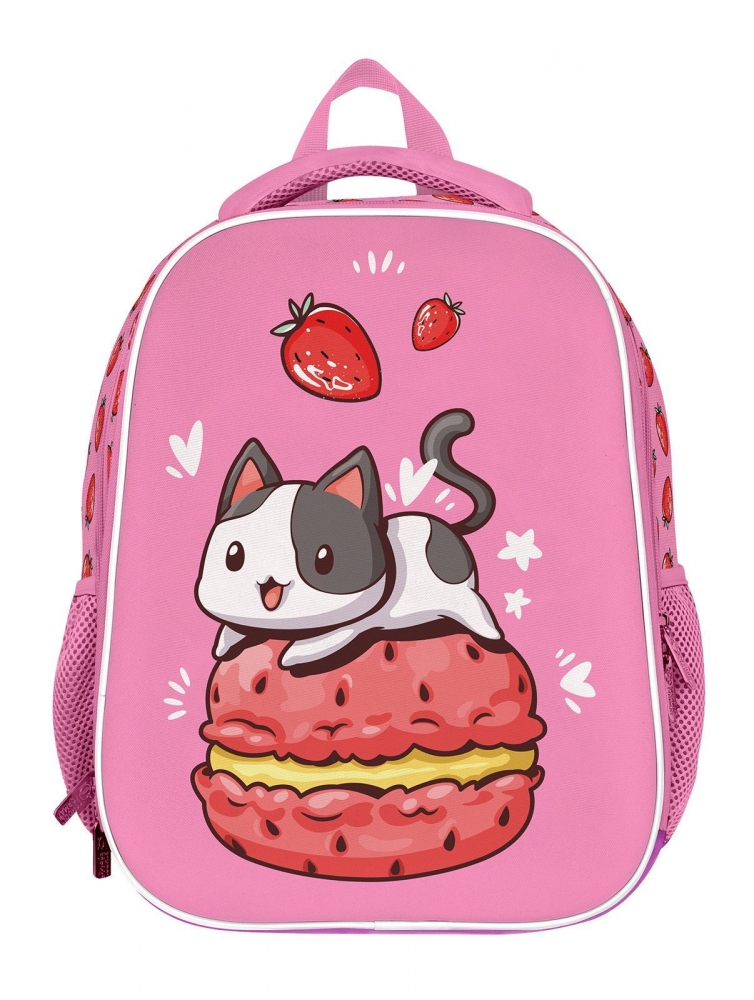 Рюкзак Schoolformat ERGONOMIC LIGHT STRAWBERRY CAT 19 л роз. 38х29х18 жестк. каркас 2 отд.