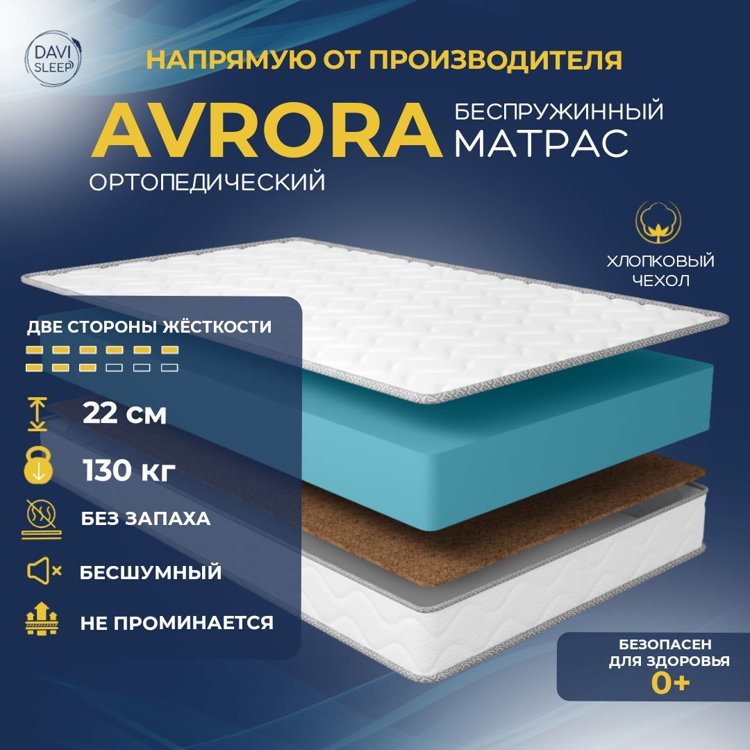 

Матрас 160х200 беспружинный SOFT Avrora DAVI SLEEP, в рулоне, Белый, Avrora