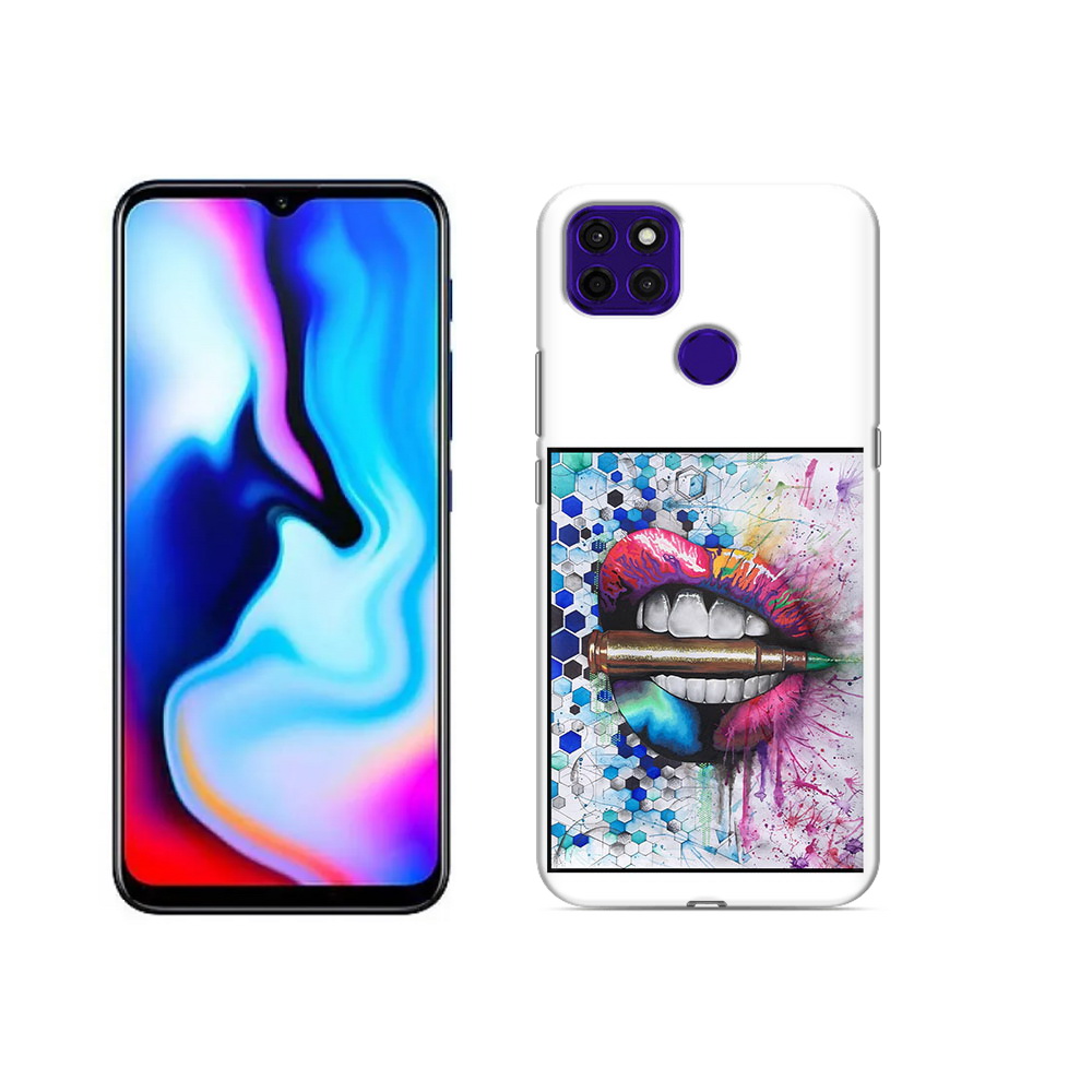 

Чехол MyPads Tocco для Lenovo K12 Pro разноцветные губы с пулей, Прозрачный, Tocco