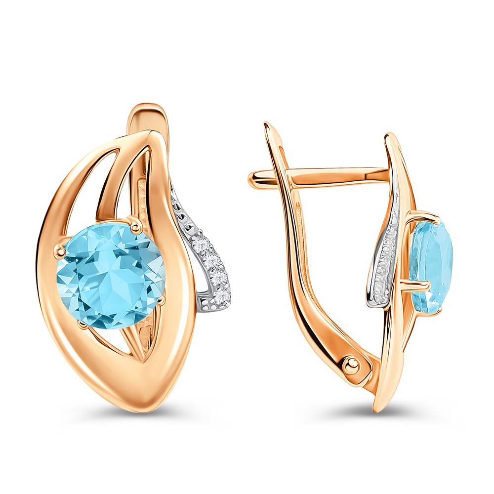 

Серьги из золота 585Gold 202014627, топаз/фианит, 202014627