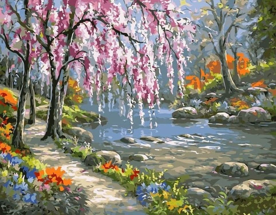 

Картина по номерам Paintboy (Premium) Река в лесу VA-1653