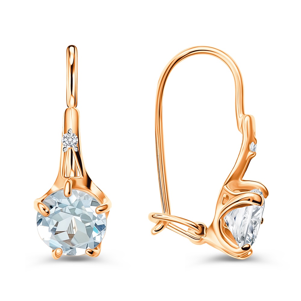 

Серьги из золота 585Gold 202014645, топаз/фианит, 202014645