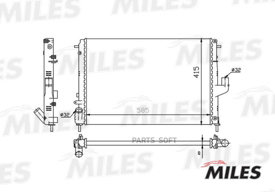 

Радиатор Miles Acrm037 Renault Logan/Sandero 08-/Duster 10- 1.6/1.5d / Lada Largus 1.6 12-