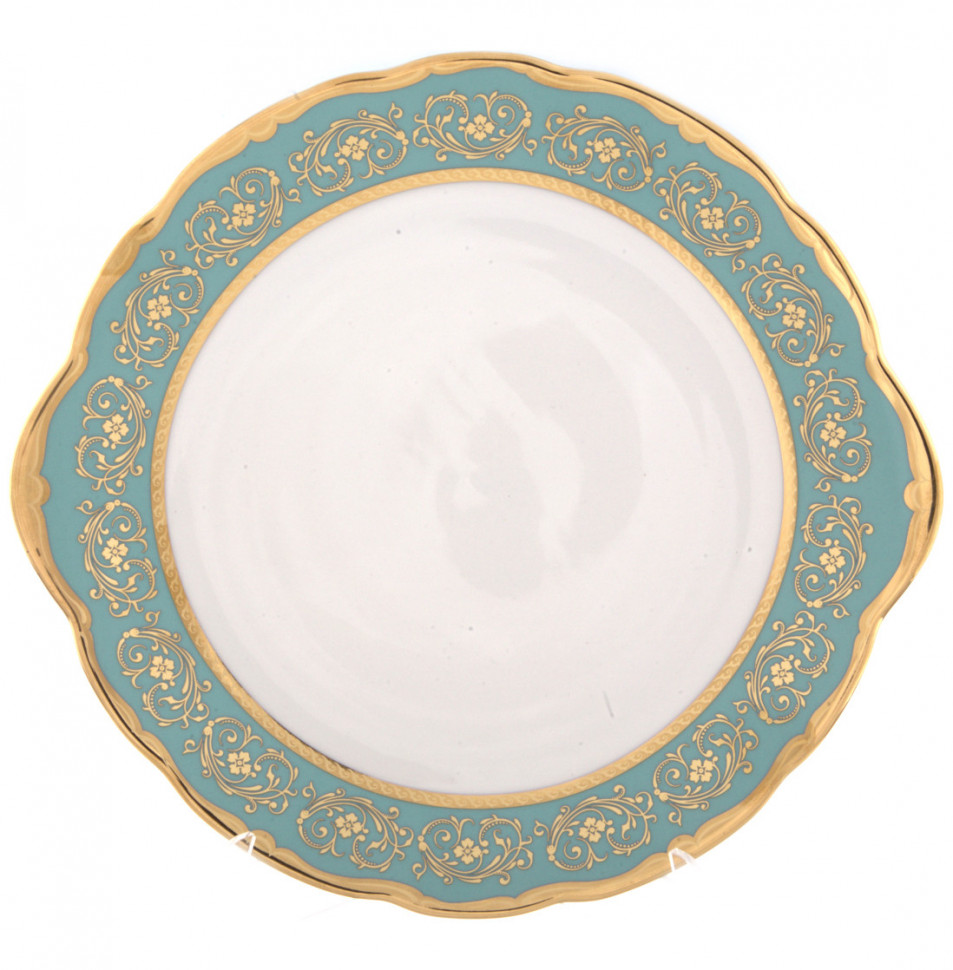 

Пирожковая тарелка 27 см Bavarian Porcelain "Мария-Тереза Цветочная роспись Бирюза", Мария-Тереза