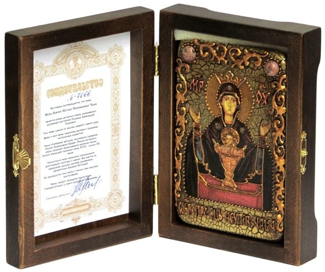 Настольная икона Божией матери Неупиваемая чаша на мореном дубе 999-RTI-026-2m