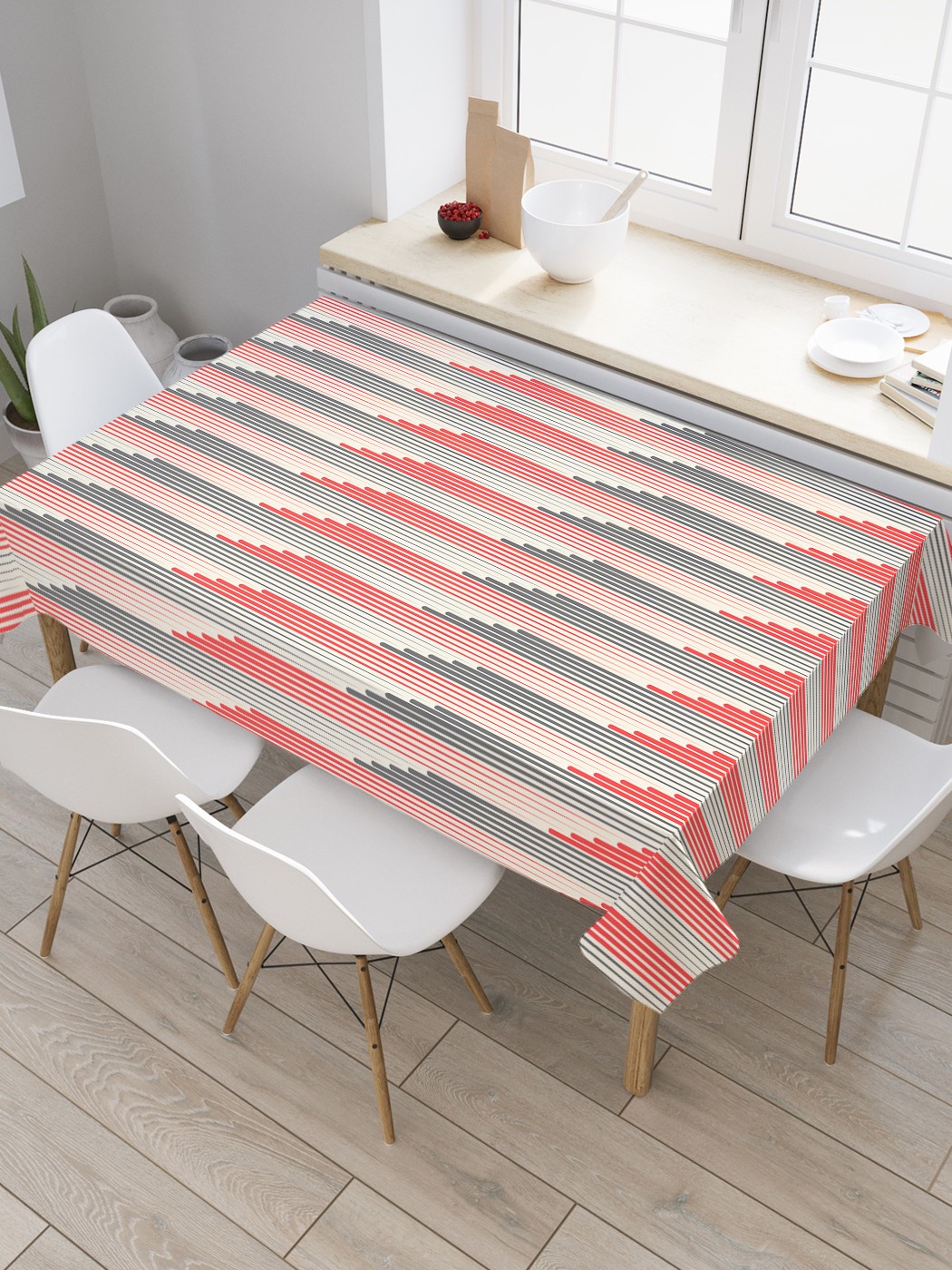 

Скатерть прямоугольная JoyArty "Геометрические зубцы" из сатена, 120x145 см, Розовый, Геометрические зубцы