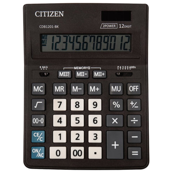Калькулятор настольный CITIZEN BUSINESS LINE CDB1201BK 205x155 мм 2 шт