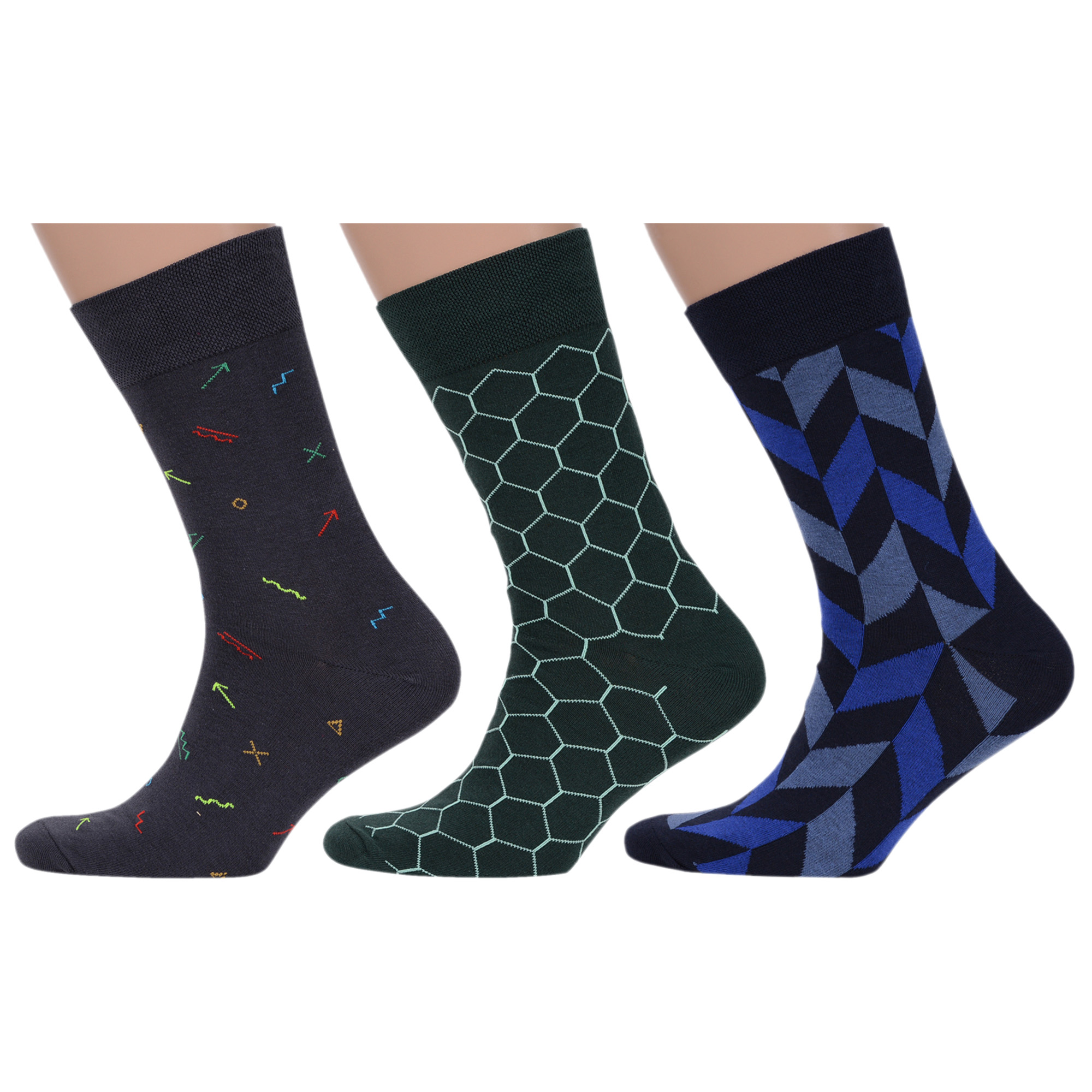 

Комплект носков мужских MoscowSocksClub msk3-М39 разноцветных 27, Серый;зеленый;синий, msk3-М39