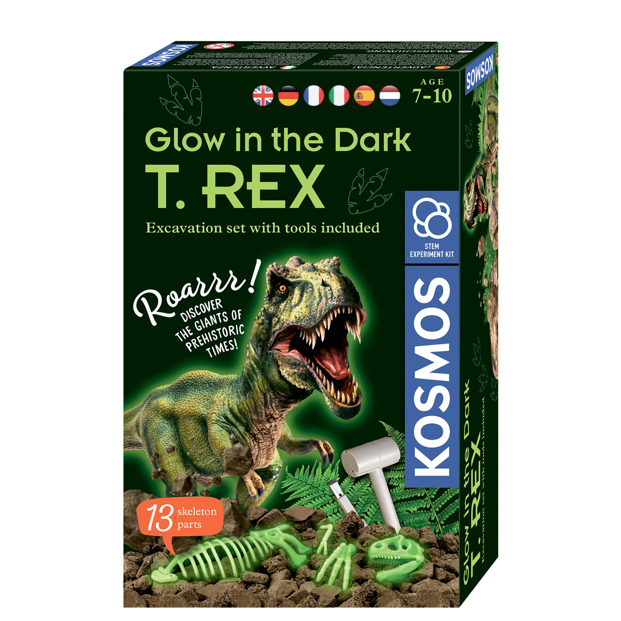 фото Набор kosmos experiments раскопки динозавра светящийся ти рекс glow in the dark t.rex