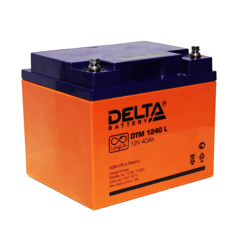Батарея аккумуляторная Delta DTM 1240. Аккумуляторная батарея 12в, 40 Ач DTM 1240. Delta Battery DTM 1240 L. Delta DTM 1240 L.
