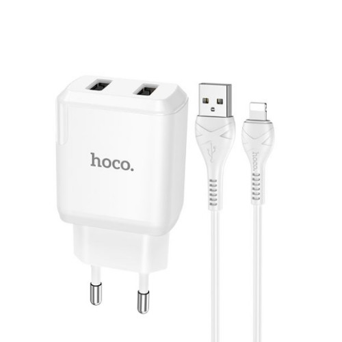 

Сетевое зарядное устройство Hoco N7i lightning 2xUSB 2100 А белый, N7i