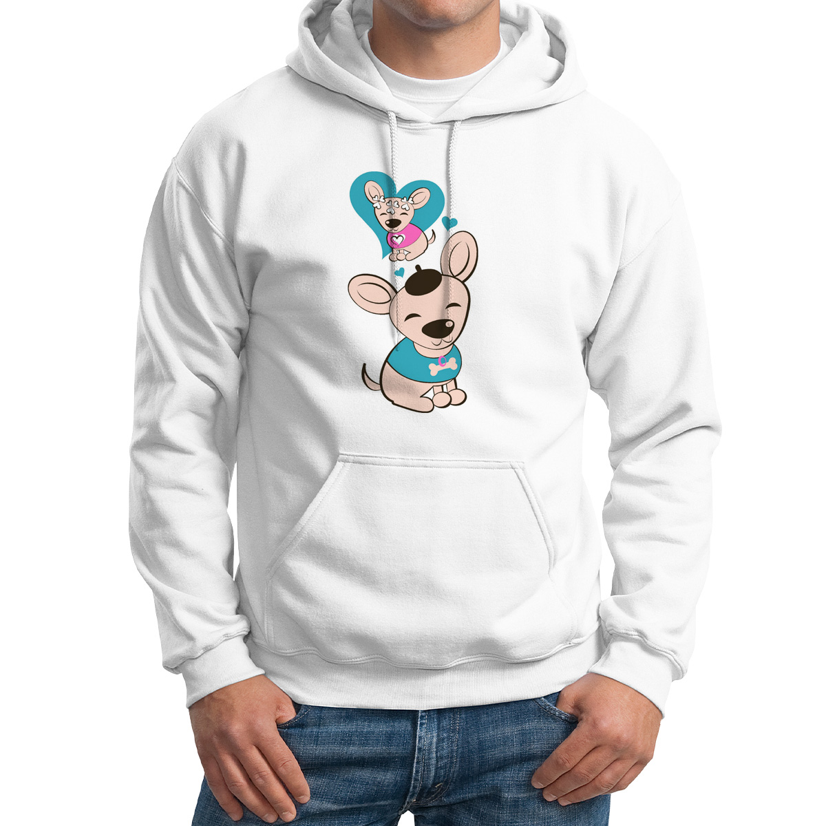 

Худи унисекс CoolPodarok влюбленная собачка есть пара белое 60 RU, M0113988