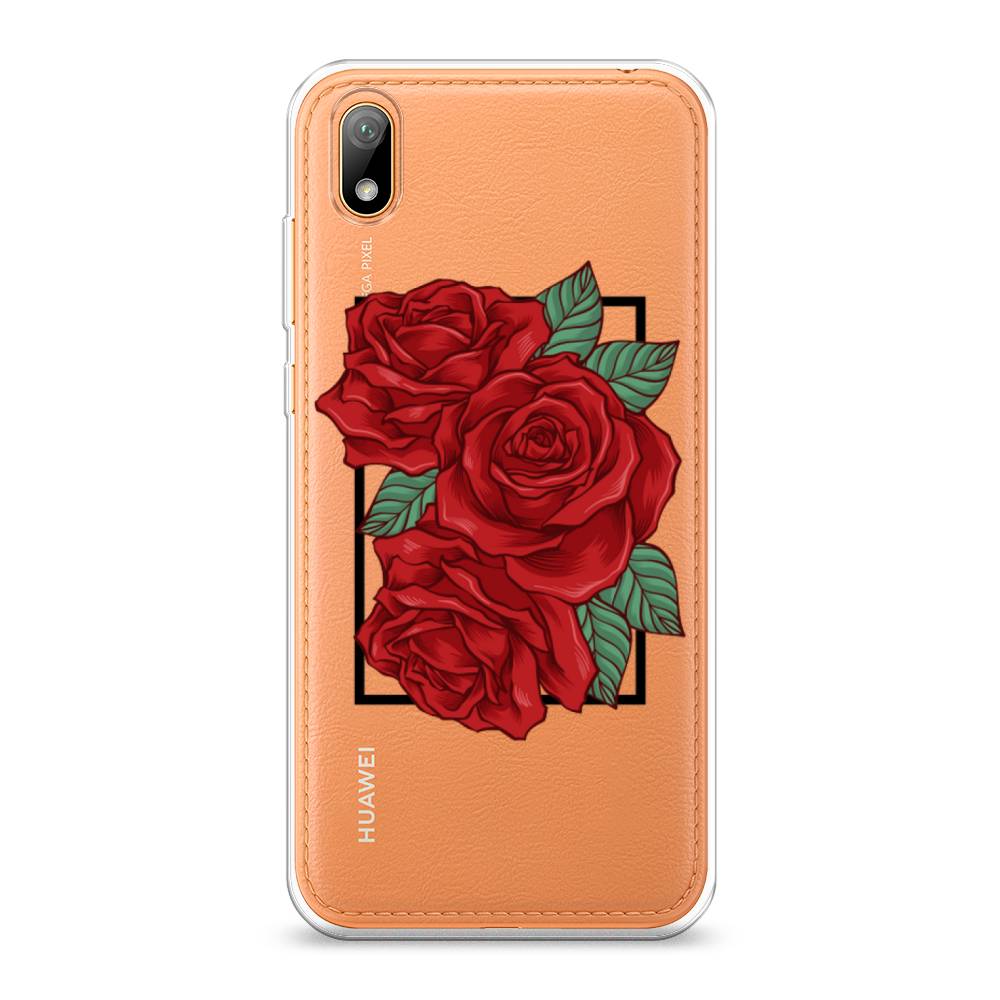 

Чехол на Huawei Y5 2019 "Три алые розы", Красный, 69050-2