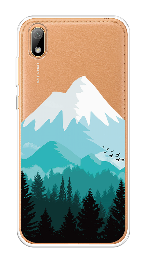 

Чехол на Huawei Y5 2019 "Синяя снежная гора", Белый;голубой, 69050-2