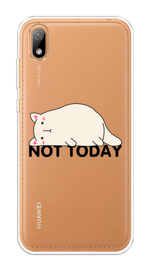 

Чехол на Huawei Y5 2019 "Cat not today", Белый;розовый;черный, 69050-1