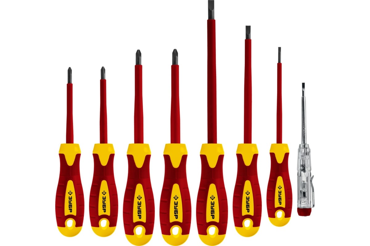 Набор диэлектрических отверток Зубр ПРОФЕССИОНАЛ 1000 В,SL 3, 5, 6 / PH 1, 2 / PZ 1, 2, те