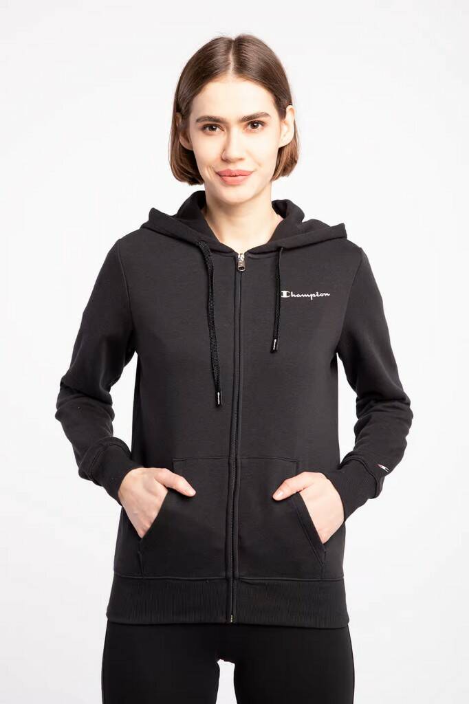 фото Толстовка женская champion hooded full zip sweatshirt черная m