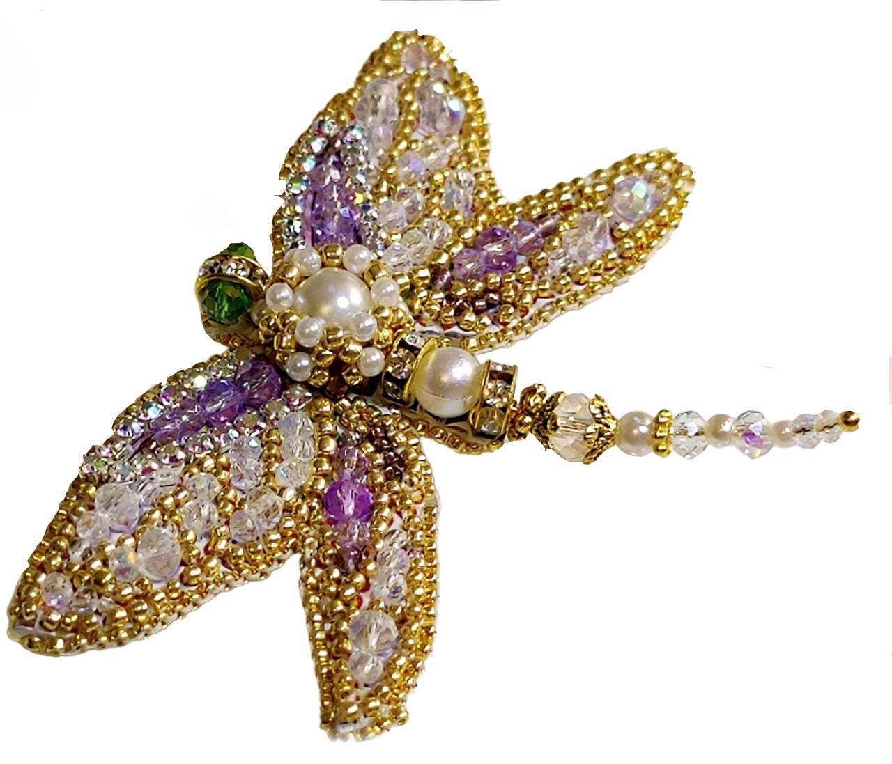 

Вышивка Образа в каменьях Брошь. Стрекоза Лотос, с кристаллами SWAROVSKI 77-Б-22(S)