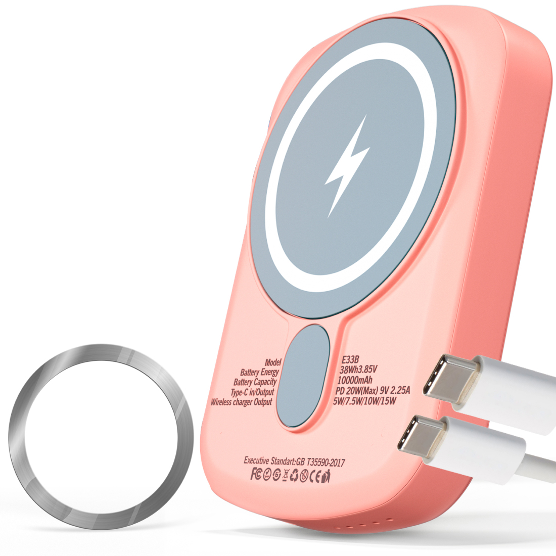 фото Внешний аккумулятор luckroute 10000 ма/ч, розовый (magneticchargerpink10)