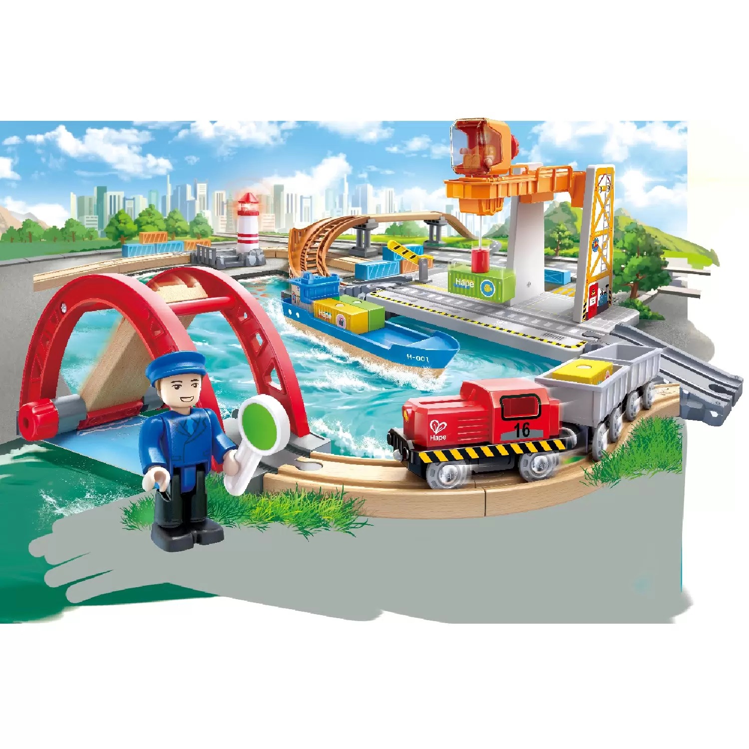 

Игровой набор Hape Железнодорожные перевозки в порту