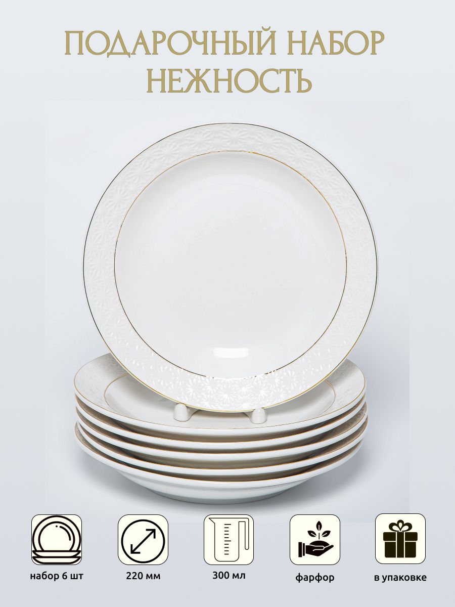 

Набор тарелок Balsford Грация Нежность 22 см 6 штук 179-01021, Белый