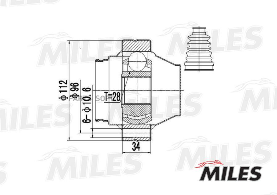 

Шрус Внутренний Vw Touareg 2.5td-3.6 02-06 (Gkn 304556) Ga10039 Miles арт. GA10039