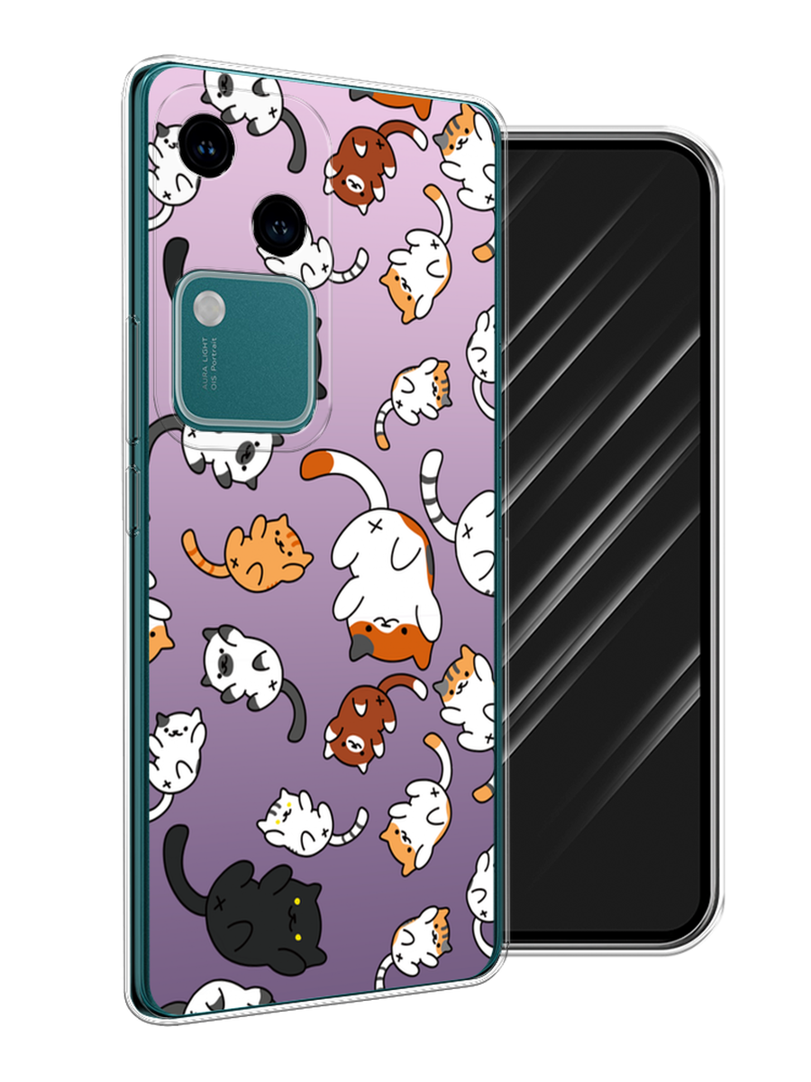 

Чехол Awog на Vivo V30/S18 "Котопад", Фиолетовый;белый, 2610150-1