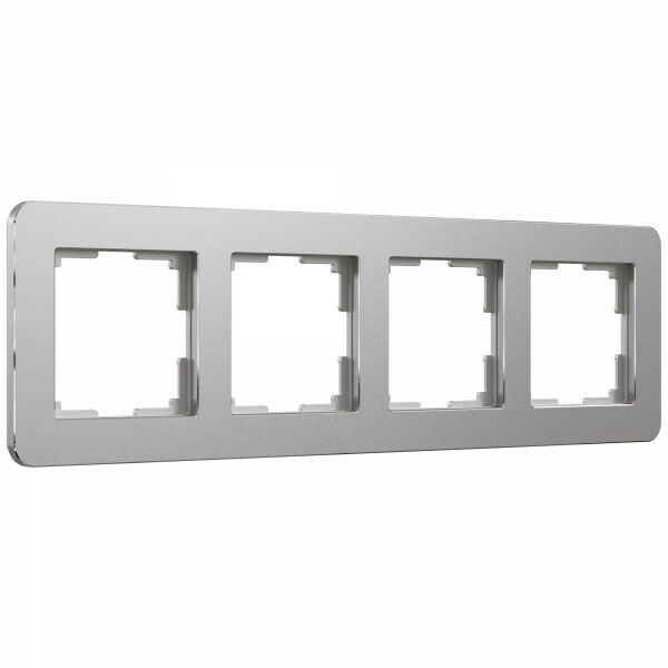 Рамка для розетки / выключателя на 4 поста Werkel Platinum W0042611 алюминий из металла рамка на 2 поста для розетки werkel stream w0082113 4690389162589