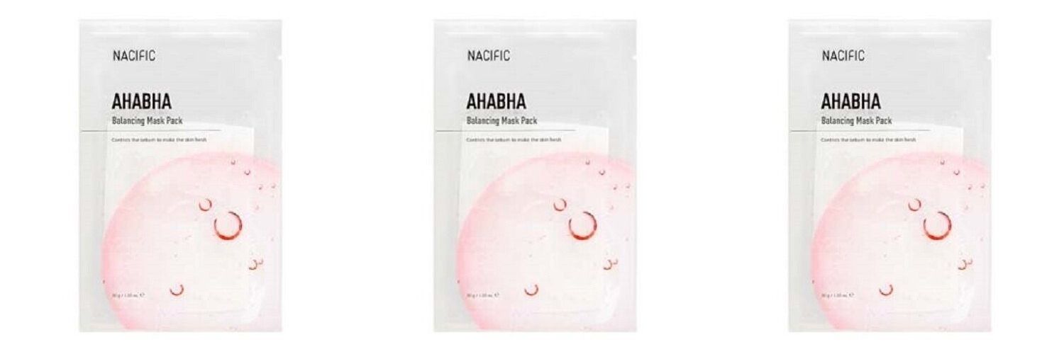 Маска для лица на тканевой основе NACIFIC aha bha balancing mask pack 30г 3шт