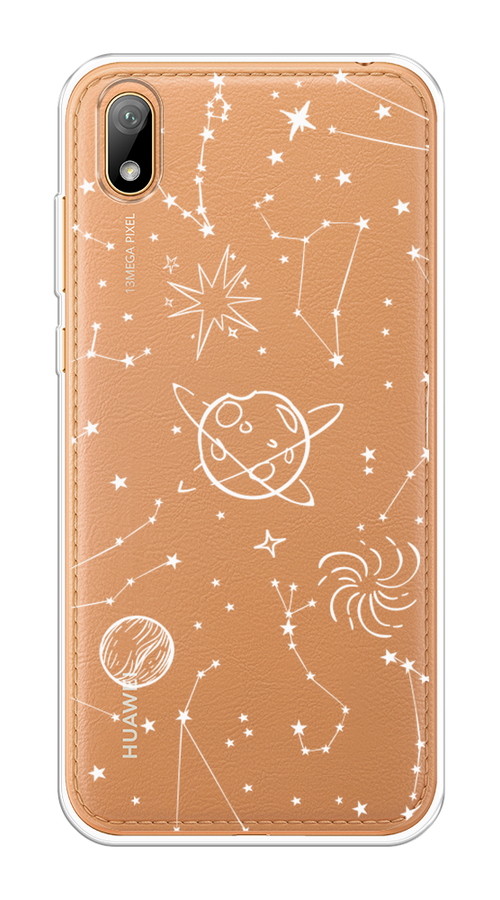 

Чехол на Huawei Y5 2019 "Планеты в космосе", Белый, 69050-2