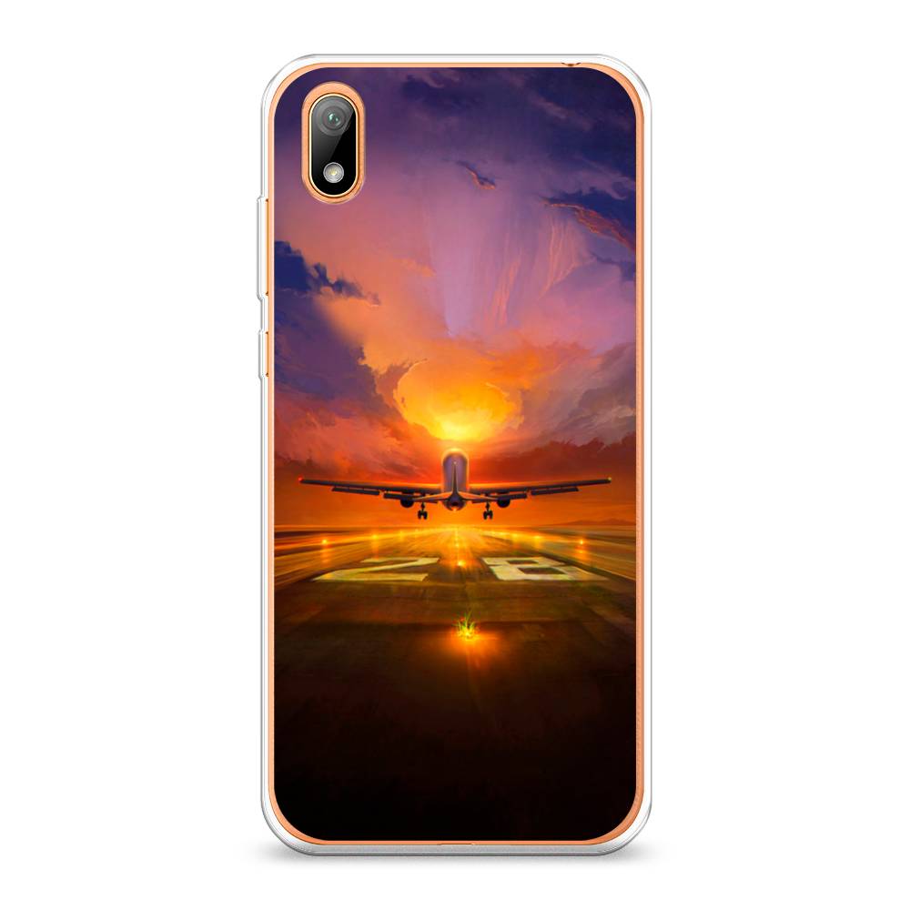 

Чехол на Huawei Y5 2019 "Самолет на посадке", Оранжевый;синий, 69050-6