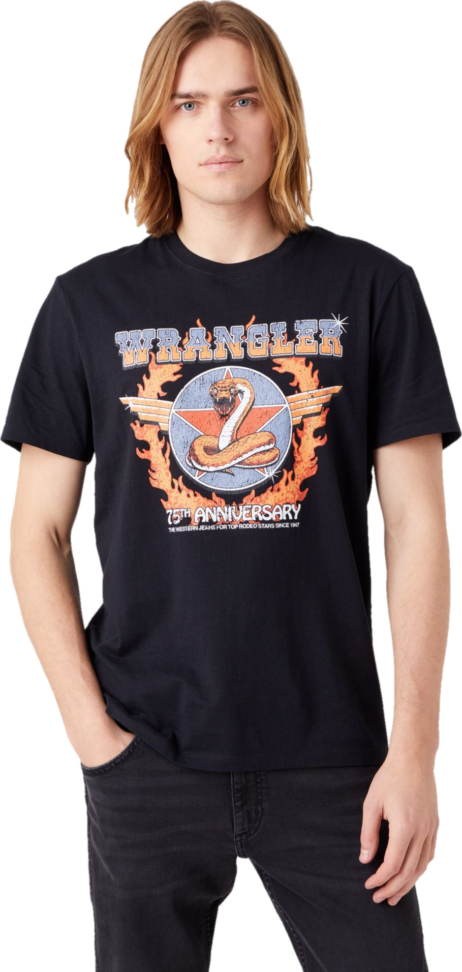 

Футболка мужская Wrangler Men Tee Back черная S, Men Tee Back