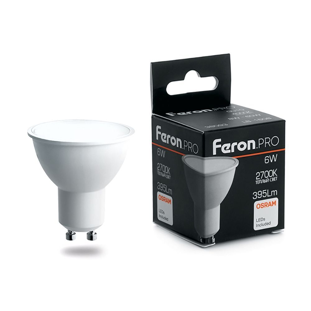 

Лампочка светодиодная FERON LB-1606, 6Вт GU10 230V упаковка 10 шт, 38086, LB-1606
