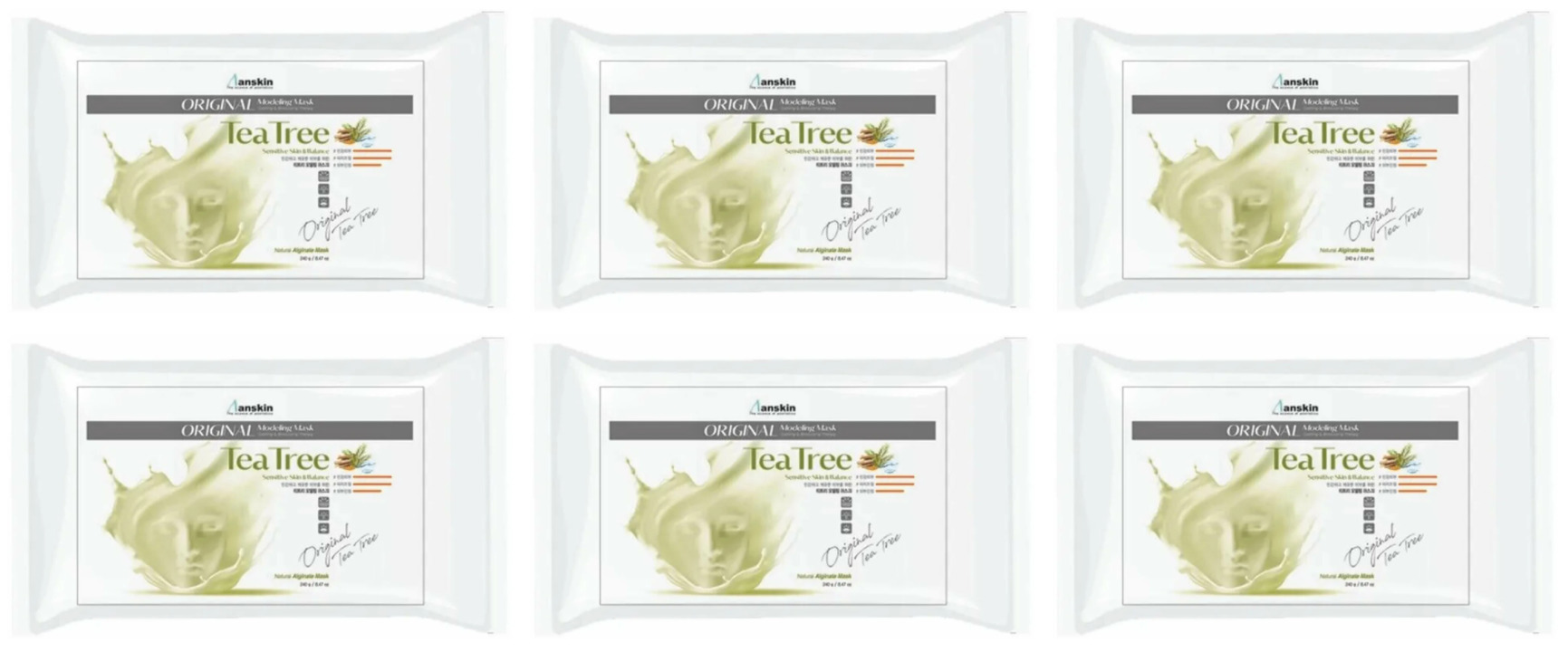 

Альгинатная маска Anskin teatree modeling mask с экстрактом чайного дерева 25г 6шт, 2000763426695