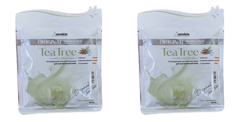 Альгинатная маска для лица Anskin teatree modeling mask с чайным деревом 25г 2шт