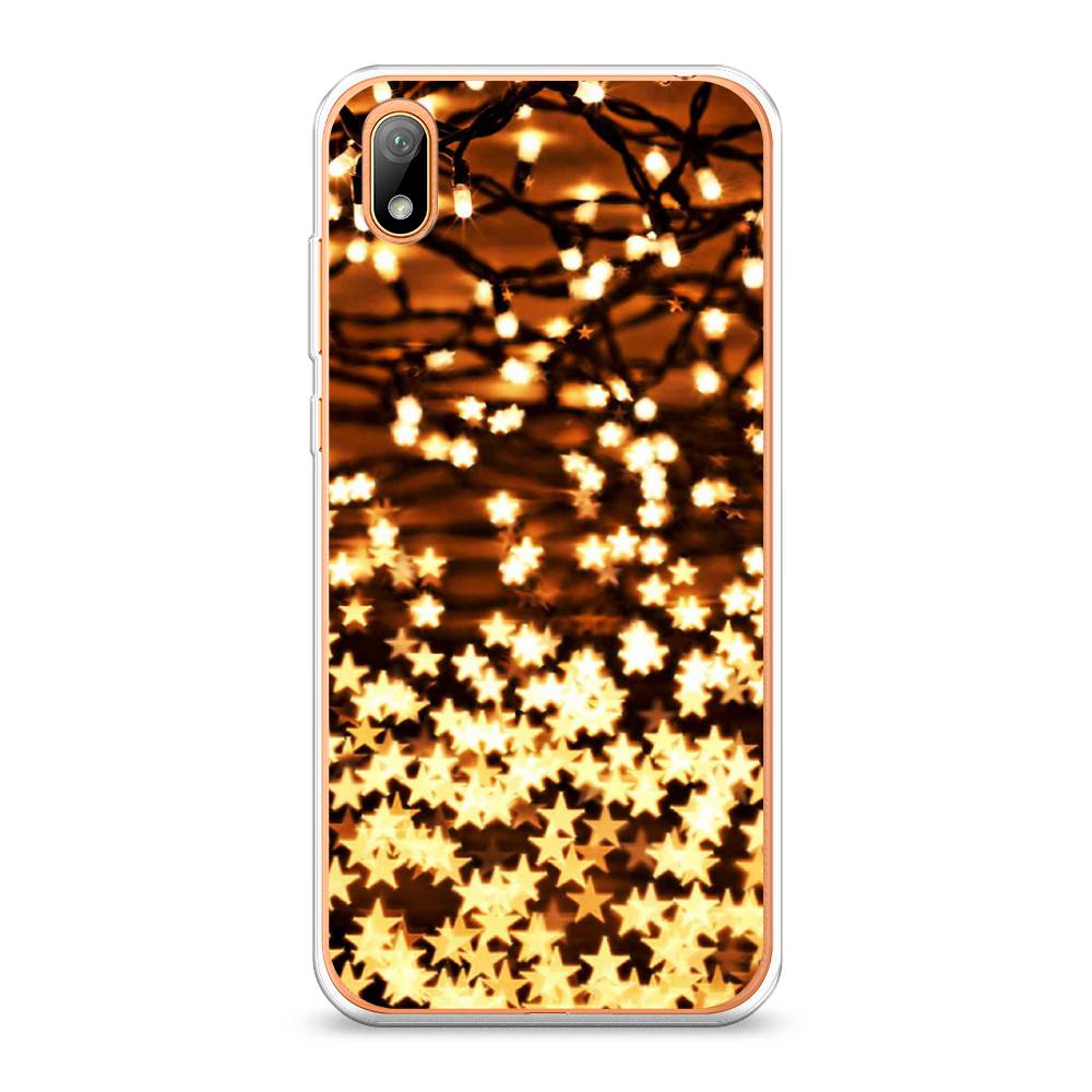 

Чехол на Huawei Y5 2019 "Новогодняя гирлянда", Золотистый, 69050-5