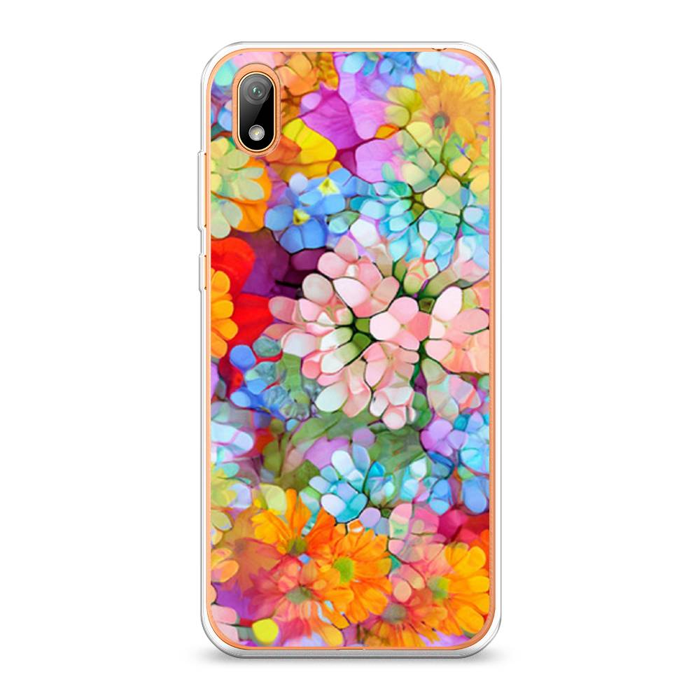 

Чехол на Huawei Y5 2019 "Цветы витраж", Оранжевый;розовый;голубой, 69050-3
