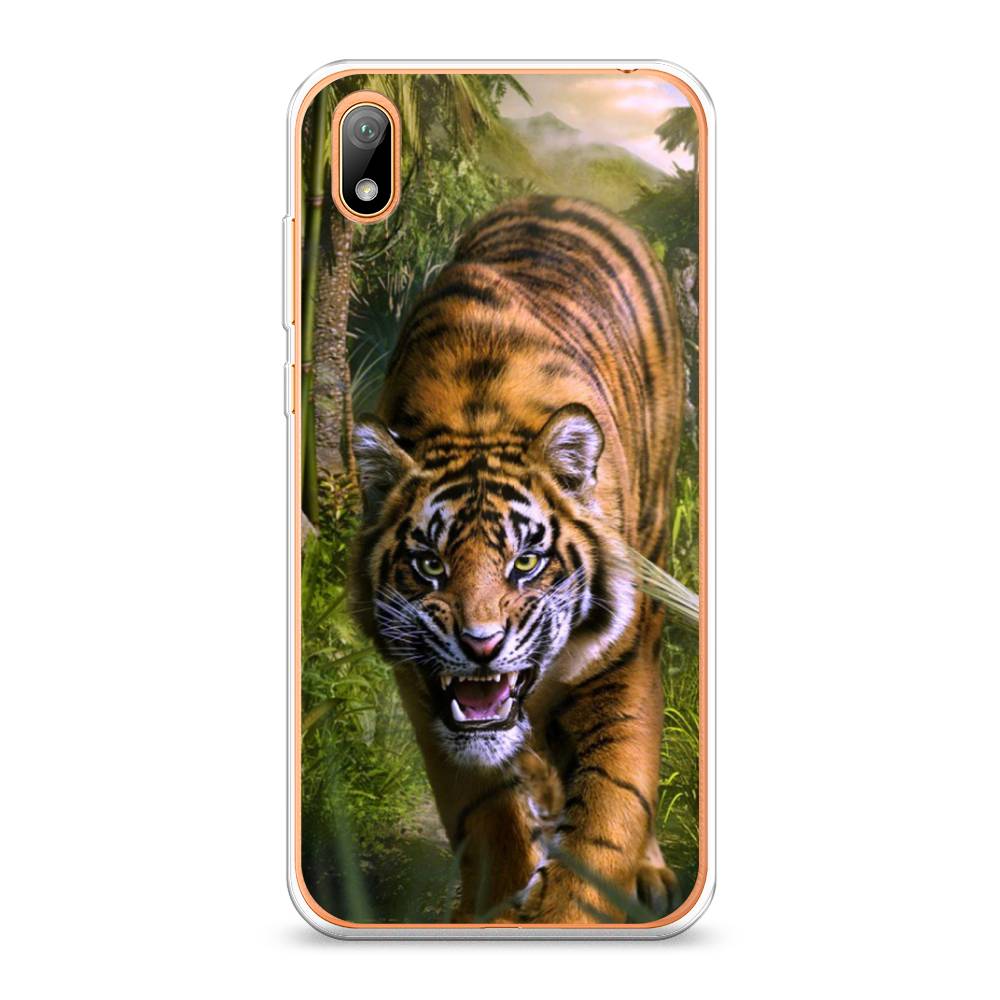 

Чехол на Huawei Y5 2019 "Тигр в джунглях 2", Оранжевый;зеленый, 69050-1