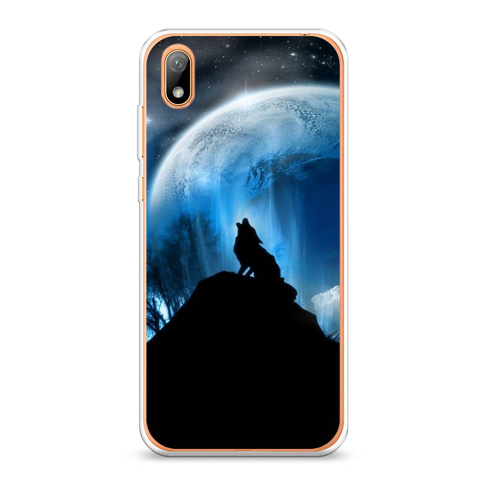 

Чехол на Huawei Y5 2019 "Волк 2", Синий;черный;белый, 69050-1