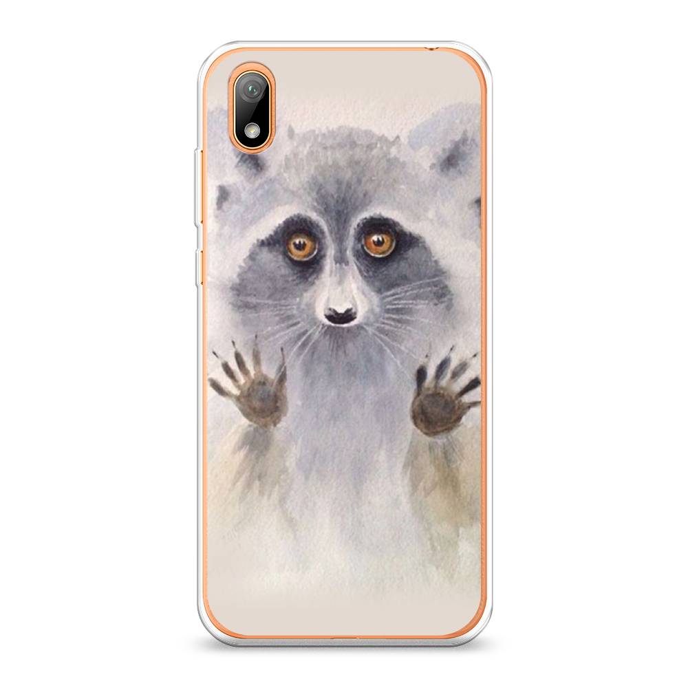 

Чехол на Huawei Y5 2019 "Енот за стеклом", Бежевый;серый, 69050-4