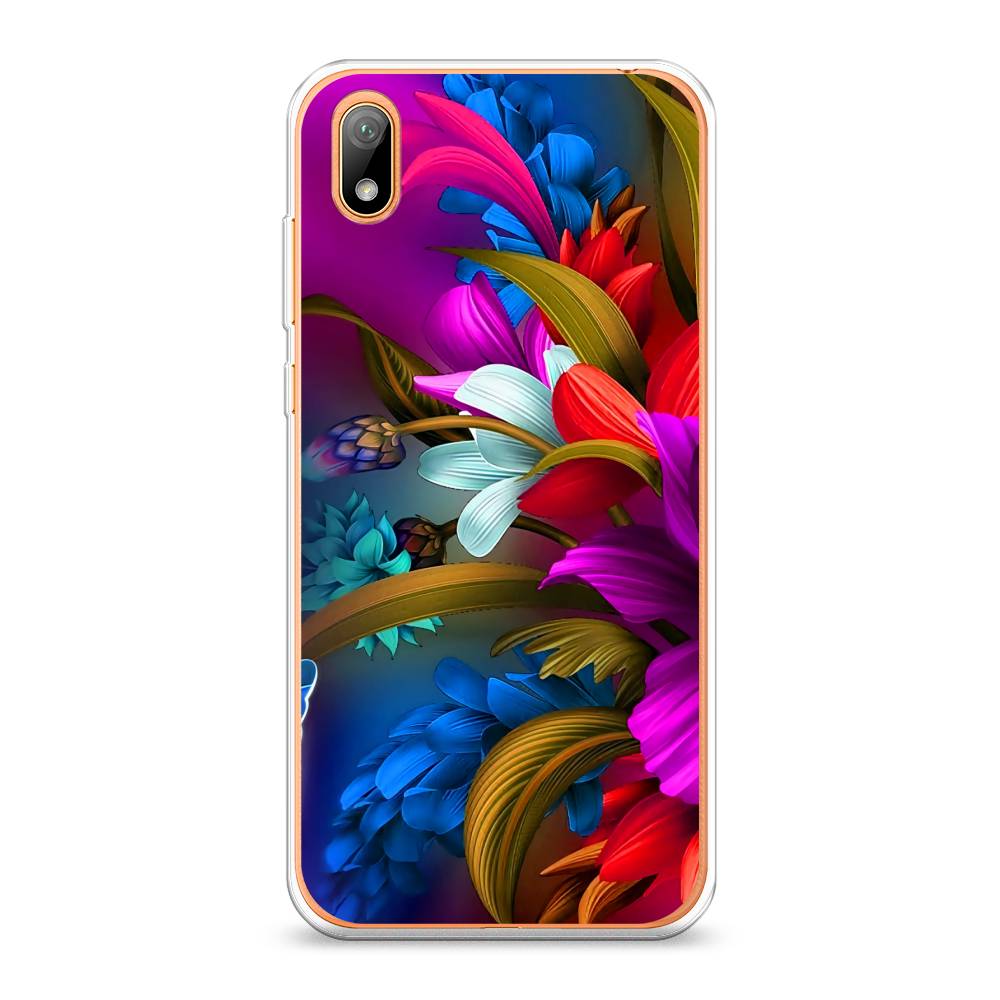 

Чехол на Huawei Y5 2019 "Фантастические цветы", Фиолетовый;красный;синий, 69050-2