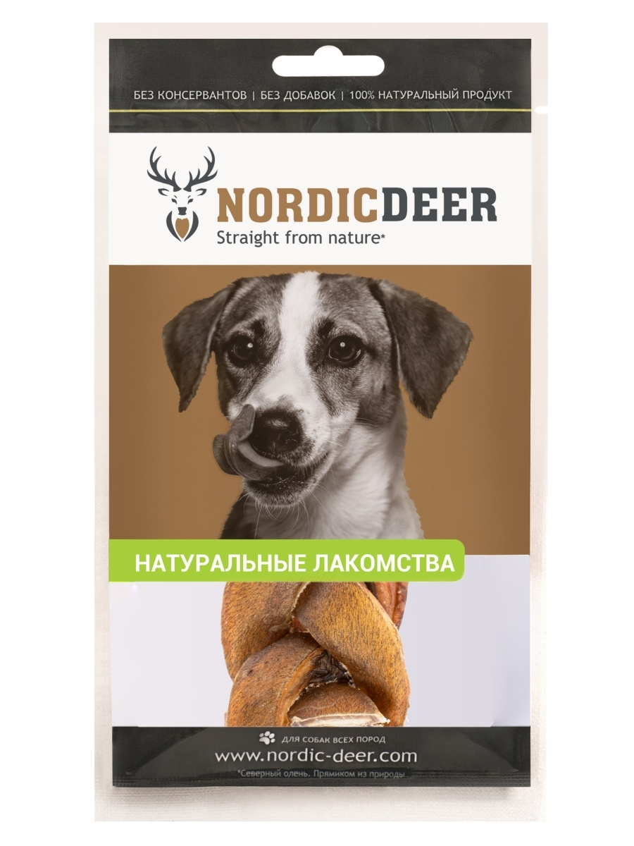 фото Лакомство nordic deer для собак, говяжья косичка, 40 г