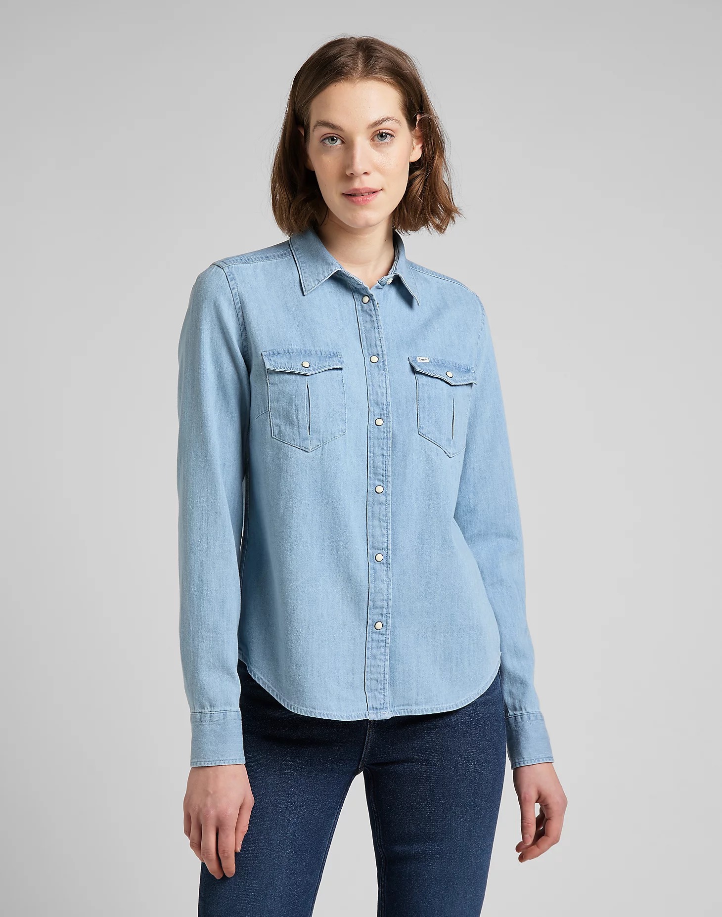 фото Рубашка женская lee regular western shirt summer blue голубая m