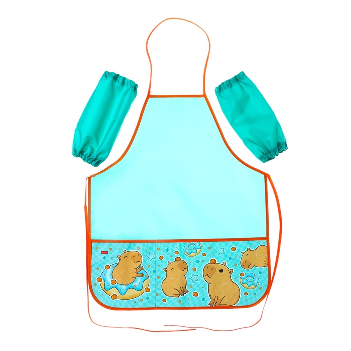 

Фартук для труда Hatber Ка-пи-ба-ра и нарукавники, 2 кармана, зелёный, Зеленый